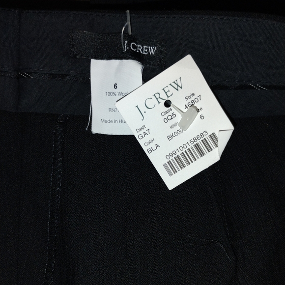J. Crew Black Tonal Striped Wool Straight Leg Pants Sz 6 - Picture 8 of 14